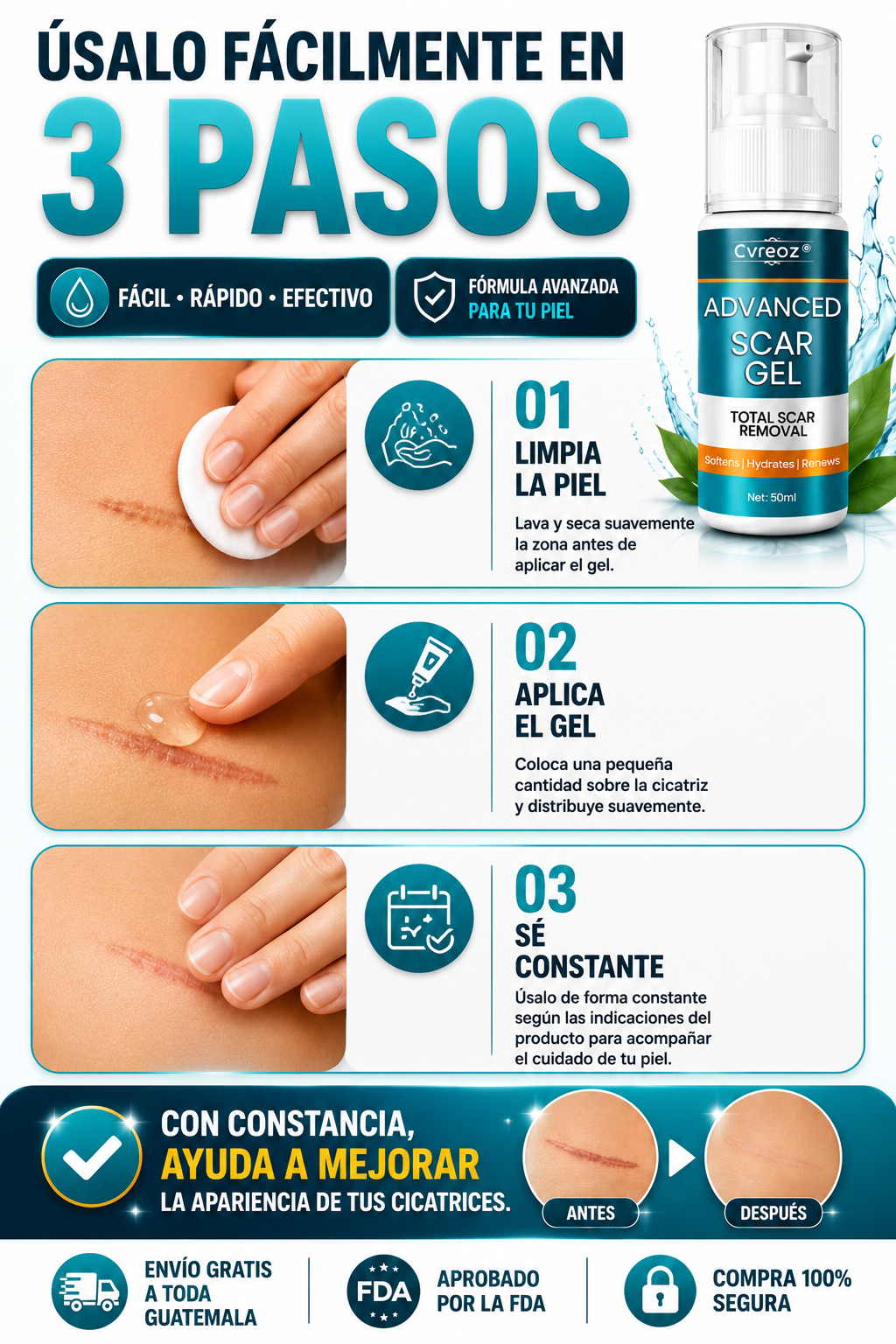 🔥 CVREOZ® ADVANCED SCAR GEL | MEJORA LA APARIENCIA DE TUS CICATRICES