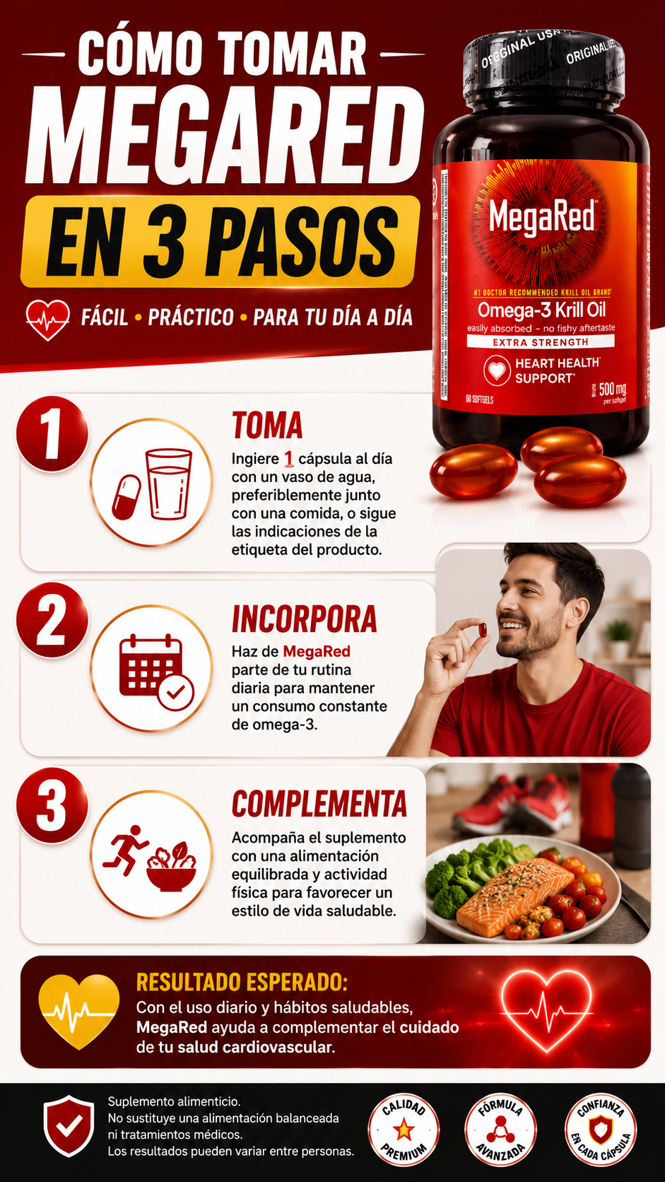 🔥 MegaRed Omega 3s®  – Impulsa tu testosterona y energía natural  1000 mg. 60 Caps.