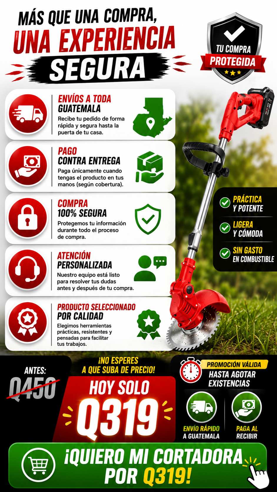 Cortadora de Maleza Recargable Profesional