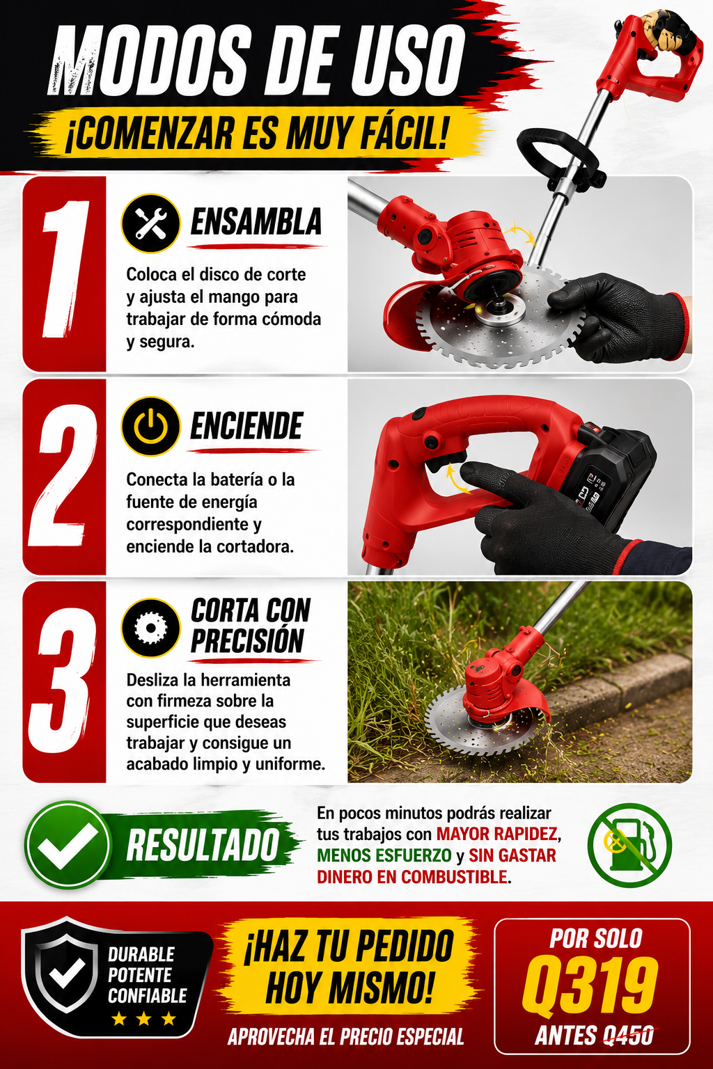 Cortadora de Maleza Recargable Profesional