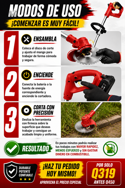 Cortadora de Maleza Recargable Profesional