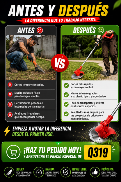 Cortadora de Maleza Recargable Profesional