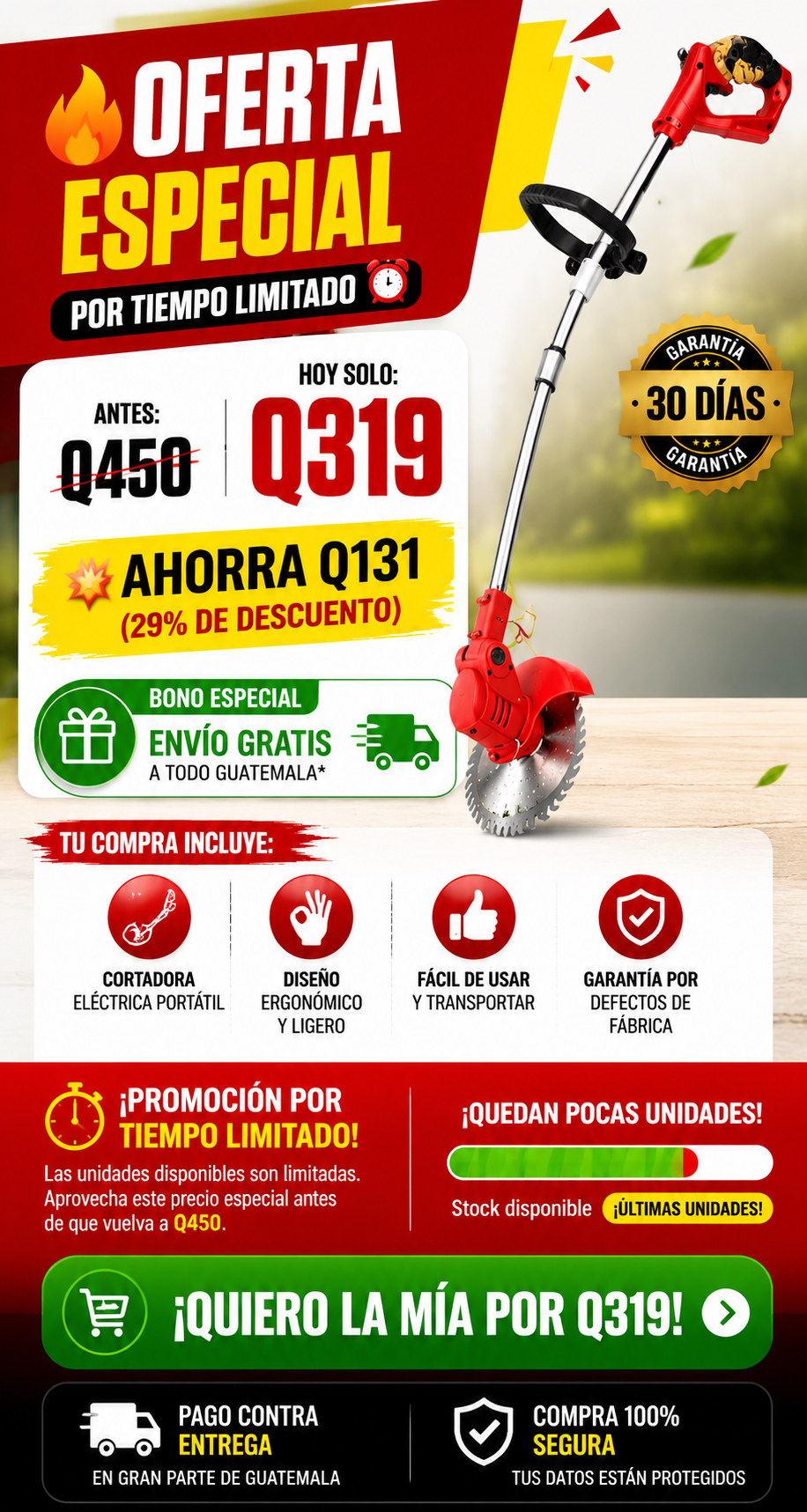 Cortadora de Maleza Recargable Profesional