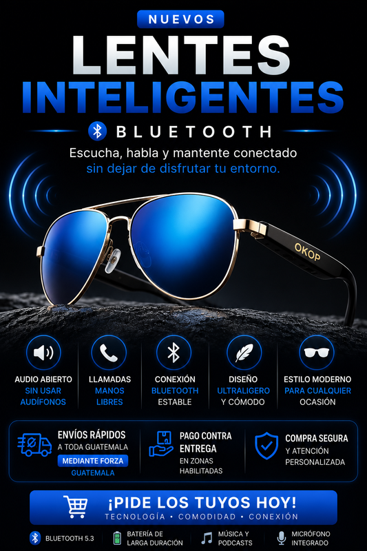 LENTES CON AUDIO BLUETOOTH INTEGRADOS - No más audífonos de cable molestos