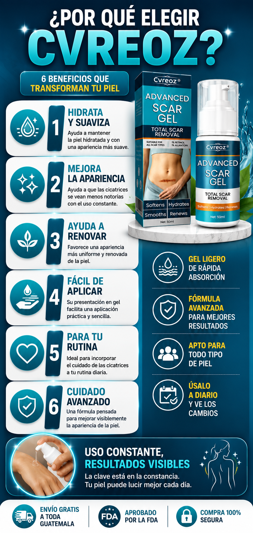 🔥 CVREOZ® ADVANCED SCAR GEL | MEJORA LA APARIENCIA DE TUS CICATRICES