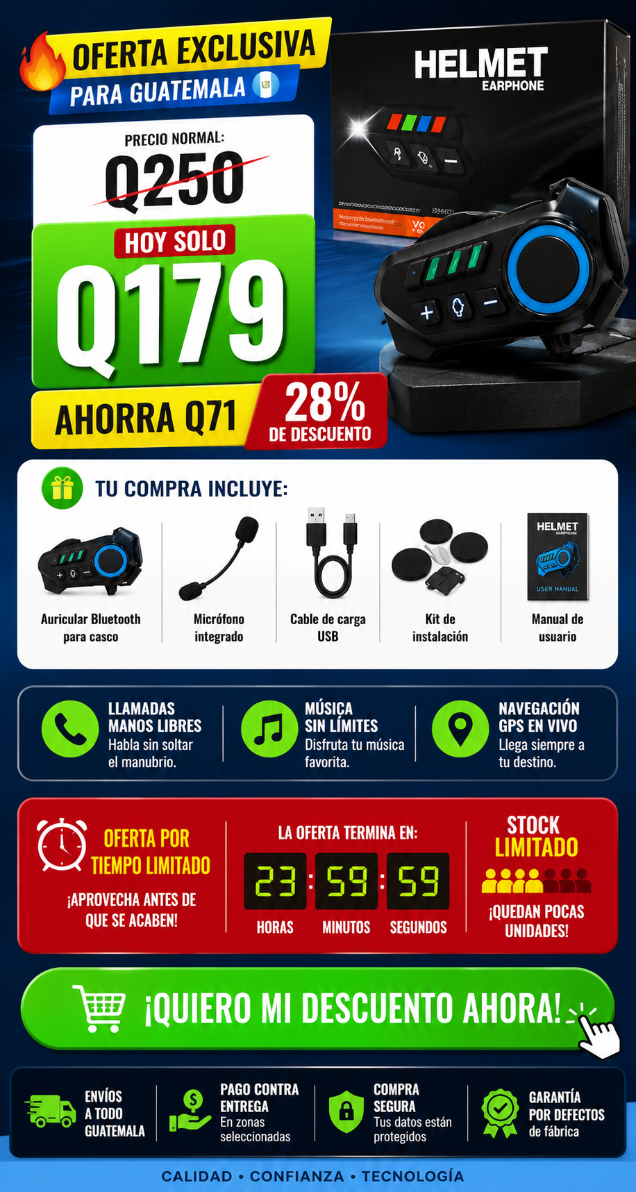 🏍️ Auricular Bluetooth para Casco de Motocicleta. 🏍️