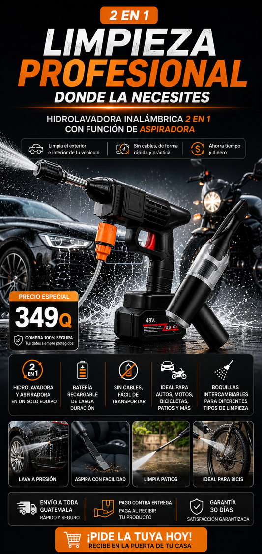 Kit Hidro Lavadora + Mini Aspiradora — Limpieza Total en Casa