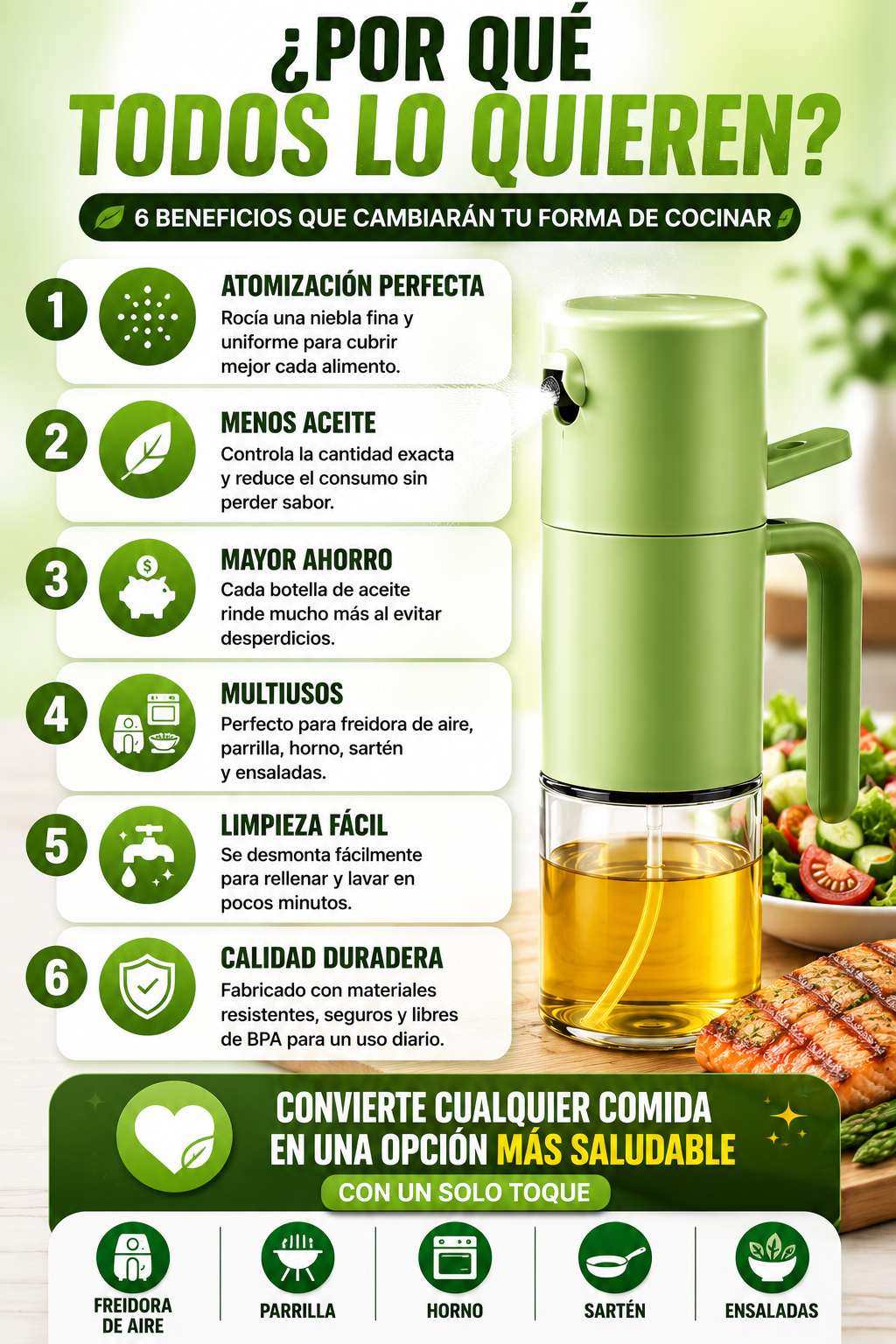 🫒 SPRAY CHEF 2 EN 1 — Cocina Más Sana, Sin Desperdiciar